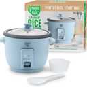 GreenLife Rice Cooker with Removable PFAS-Free Ceramic Nonstick Pot, 3-Cups Uncooked/6-Cups Cooked, Grains & Oatmeal Multicooker, Compact One-Switch Design, Auto Keep Warm, Easy Clean, Blue Haze