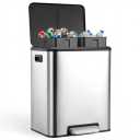 2 x 4 Gallon, Double Trash Can Kitchen for Recycling and Trash, 2 in 1 Garbage Bin, Touchless Motion, Recycle Bin Combo, Stainless Steel Dual Recycling Bins for Kitchens & Office