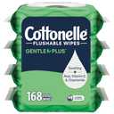 Cottonelle GentlePlus Flushable Wet Wipes with Aloe & Vitamin E, 4 Flip-Top Packs, 42 Wipes Per Pack (168 Total Wipes), Packaging May Vary