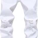 Boy's Skinny Fit Ripped Destroyed Distressed Stretch Slim Jeans Pants (16, White)