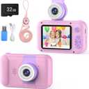 Kids Camera with 180 Flip-up Lens for Selfie & Video, HD Digital Video Cameras for Toddler with 32GB SD Card, Ideal for 3-8 Years Old Girls Boys on Birthday Christmas Party as Gift