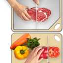 Cutting Boards for Kitchen, Stainless Steel Cutting Board, Double Sided for Chopping Meat/Vegetables, Stainless Steel/Wheat Straw PP, Kitchen Gifts Easy to Clean Large (16"L x 12"W)