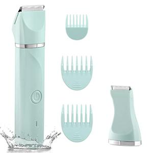 Bikini Trimmer Women,Electric Razor for Pubic Hair Women's Foil Shaver Rechargeable Shaver Removal with Snap-in Ceramic Blades,IP7X Waterproof,Wet and Dry Use,Green