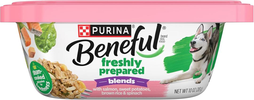 Purina Beneful Freshly Prepared Blends Wet Dog Food With Salmon, Sweet Potatoes, Brown Rice and Spinach - (Pack of 8) 10 oz. Tubs