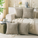 Set of 4 Taupe Decorative Throw Pillow Covers 20x20 Inch Corduroy Pillow Covers for Bed Couch Sofa Living Room Soft Square Cushion Cases