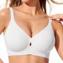 LetsJoli Wireless Bras for Women No Underwire Jelly Bras Seamless Push Up Full Coverage Bralettes Comfortable Everyday Bra (White, XL)