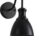 1-Light Vintage Black Wall Sconces, Hardwired Indoor Wall Lights with Metal Shade, Gooseneck Wall Lamps for Bedroom, Living Room
