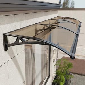 Awning for Door Entrance, Window Awnings Exterior with Aluminum Bracket, UV, Rain & Snow Protection, Durable Polycarbonate Canopy for Entrance, Balcony, Garage, Brown 100x120cm/39x47in