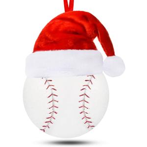 4.7 Inches Christmas Baseball Ornament with Red Santa hat, 2025 Resin Christmas Ball Ornaments for Christmas Tree Decoration, Holiday Hanging Balls Baubles for Home Party Supplies