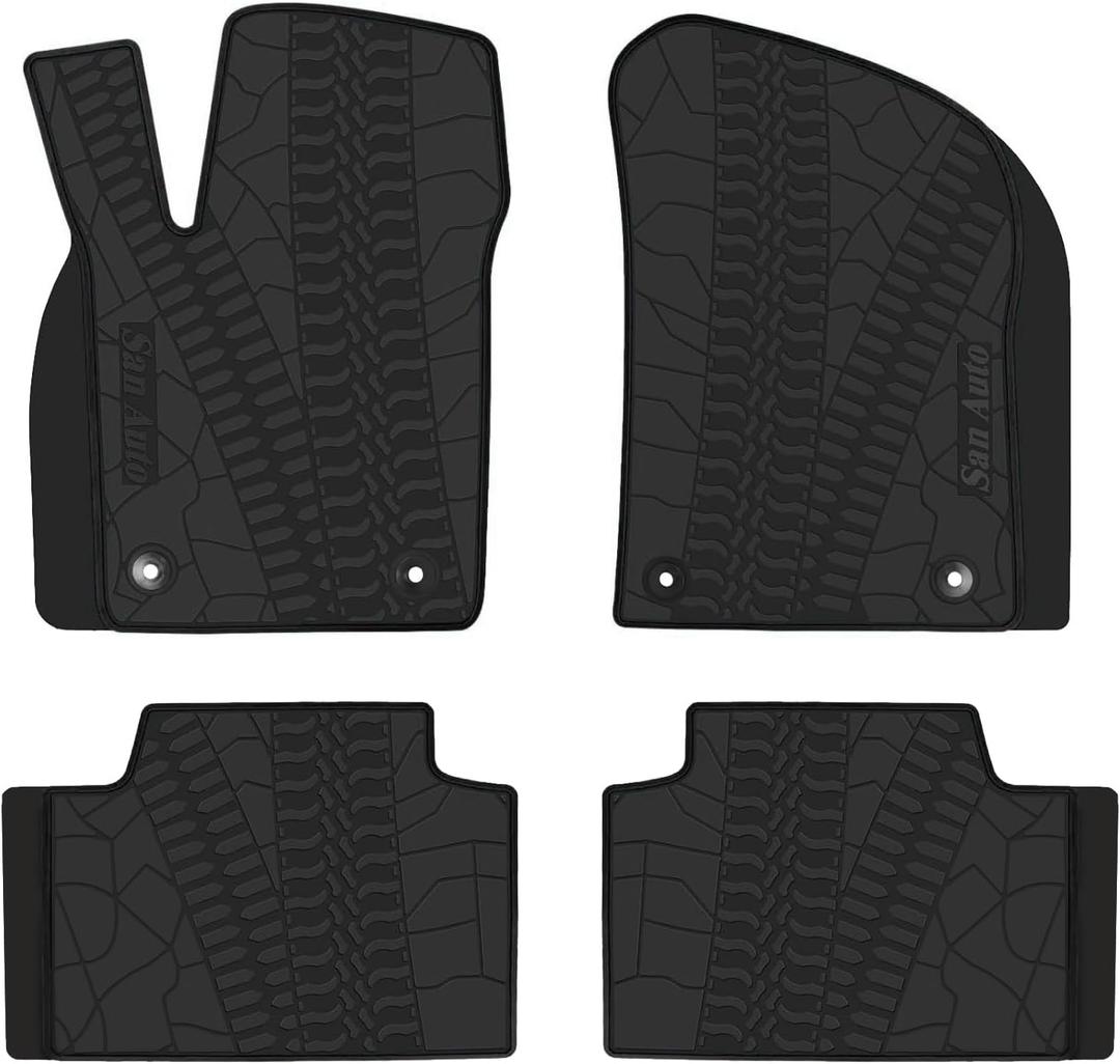 Car Floor Mats Custom Fit for 2022 2023 Jeep Grand Cherokee WK, 2016-2021 Jeep Grand Cherokee (Non L)/Dodge Durango Rubber Auto Floor Liners Set All Weather Protection Full Black