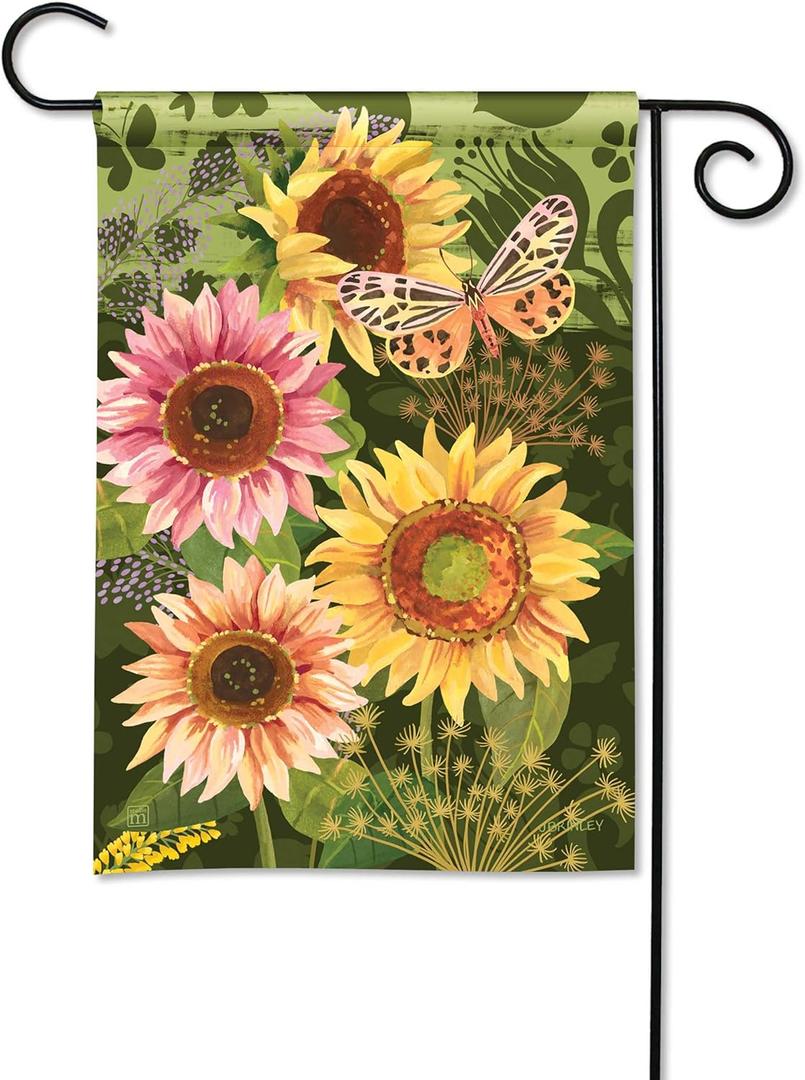 Studio M Double Sided Outdoor Flag Decoration for Landscaping, Gardens, and Yards, Standard 12.5 x 18 Inch Fade Resistant SolarSilk Polyester Fabric, Sunflower Autumn