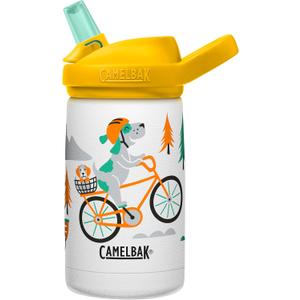 CamelBak Eddy+ Kids Insulated Stainless Steel Water Bottle with Bite Valve Straw, LeakResistant Design for Everyday Hydration, 12oz, Biking Dogs