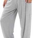 QIANXIZHAN Women's Harem Pants, High Waist Yoga Boho Trousers with Pockets (Large, Grey)