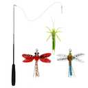 TTcat Cat Feather Wand Toys,Retractable Wand Toy with 3 Simulation Insects Refills, Transparent Carbon Wire,Interactive Cat Toy Kitten Toy for Indoor Cats to Play Chase Exercis