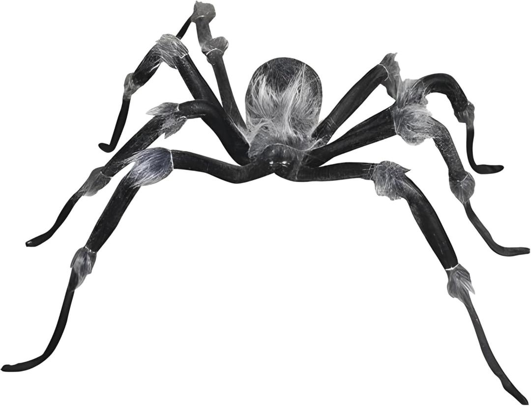 Jewel Eyed Spider Halloween Decoration, 39" Wide, Black with Posable Legs, Lightweight Foam and Fabric, Perfect for Indoor Haunted Displays