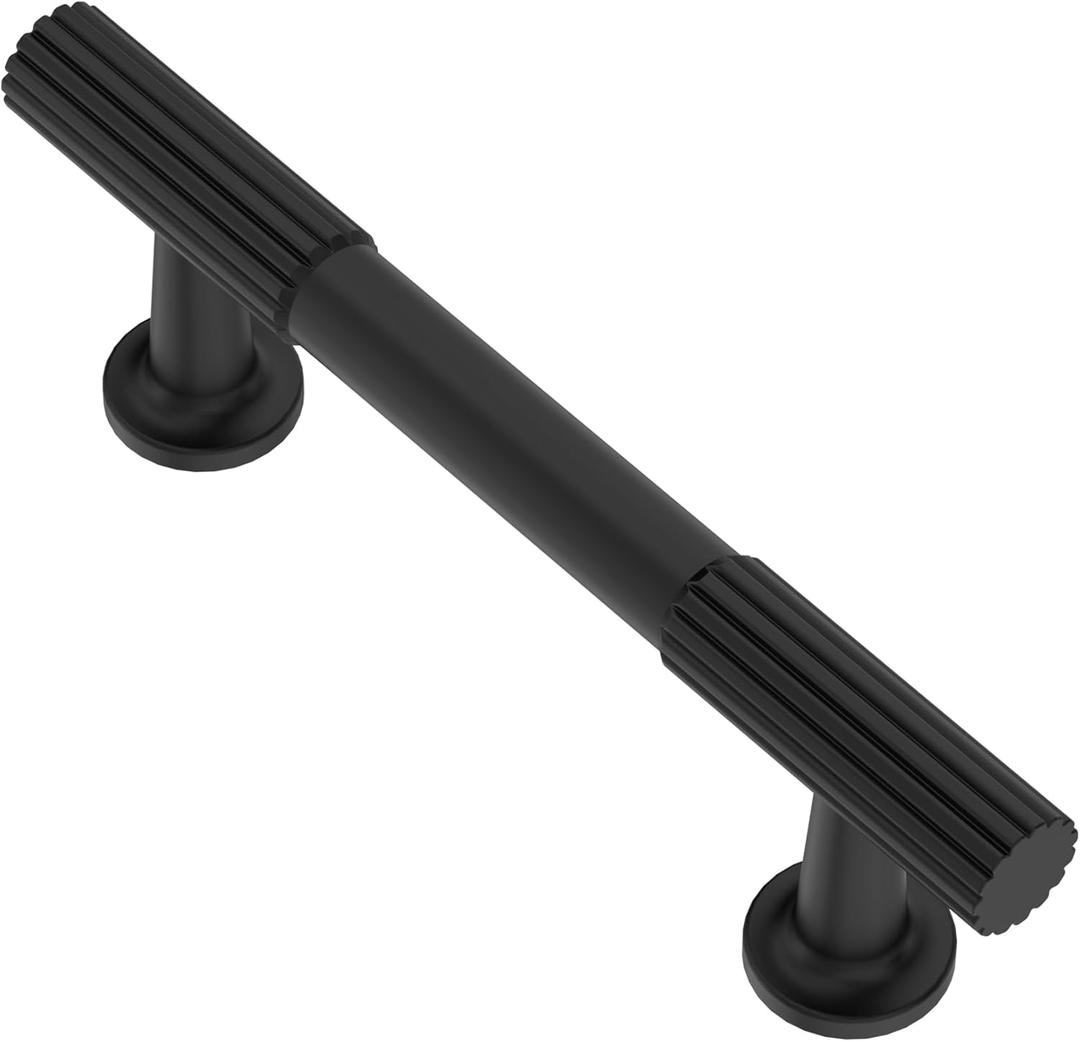 Alzassbg 10 Pack Matt Black Cabinet Pulls, 3 Inch(76mm) Hole Centers Cabinet Handles Kitchen Hardware for Cabinets and Drawers AL3095MB