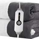 Electric Heated Blanket Throw Size 50"x60" - Dual-Sided with Microplush & Sherpa Fabric, 4 Heat Settings & 3 Hours Auto Off, Machine Washable - Iron Gray