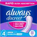 Poise Daily Liners, Incontinence Panty Liners for Bladder Leaks, 2 Drop Very Light Absorbency, Long Length, 264 Count of Pantiliners (6 Packs of 44); Always Discreet Adult Incontinence Pads for Women, Drier, 4 Drop Long Length, Moderate Absorbency, Pads for Bladder Control Management, Bladder Leaks, & Postpartum Pads, 88ct