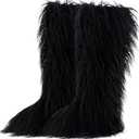 Valpeak Faux Fur Tall Furry Boots for Womens,Long Winter Boots for Girls,Mongolian Fluffy Boots for Kids Fuzzy Knee-High Boots