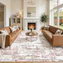 Area Rugs for Living Room: 10x14 Abstract Washable Rug Large Soft Stain Resistant Non-Slip Backing for Bedroom Dining Room Indoor Home Office Carpet for Kids Pet Friendly Families - Pink