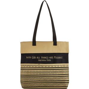 Creative Brands womens Inspirational Canvas Purse/Tote Bag (13.5 x 14-Inch, With God - Scripture)