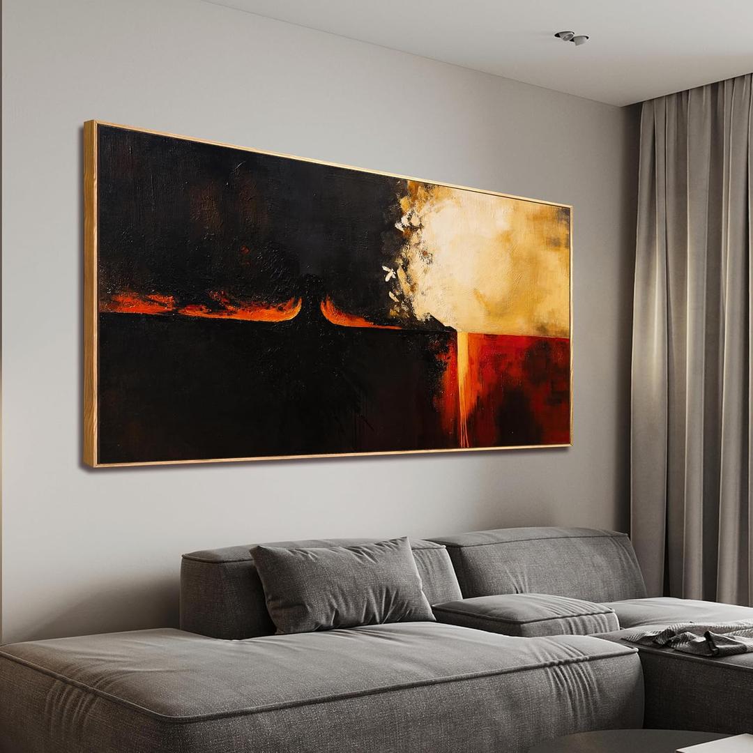Canvas Wall Art Decor Large Abstract Wall Art Print For Living Room 29 x58" Black Red Vintage Wall Art Decorations Abstract Canvas Art Wall Decor Bedroom Office Aesthetics Wall Art Decor