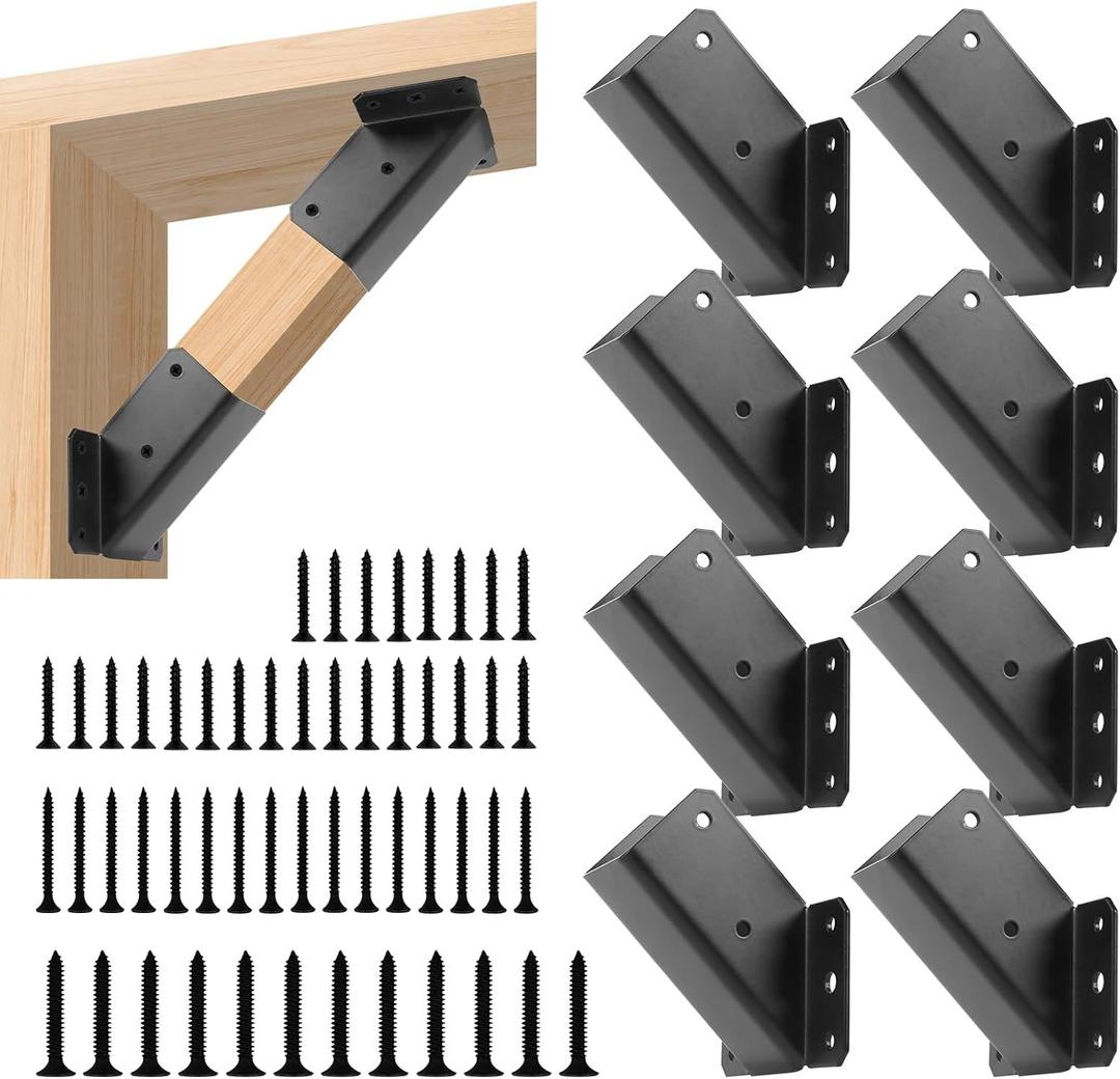 45-Degree Angle Bracket for 2x4 Post(Actual 1.5''x3.5''), Heavy Duty Connector Brace 45-Degree Pergola Support Brace for Pergola, Gazebo Wood Post 8 Pcs