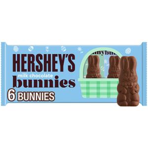 HERSHEY'S Milk Chocolate Bunnies, Easter Candy Packs, 1.2 oz (6 Count) (EXP 12/31/26)