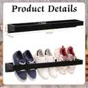Wenqik 2 Pcs Wall Mounted Wooden Shoe Rack 30 Inch Rustic Wood Wall Hanging Shoe Rack Space Saving Footwear Holder Shoes Storage Organizer for Mudroom, Entryway, Closet (Black)