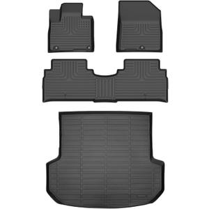 Floor Mats & Cargo Liner Behind The 2nd Row for Kia Sorento 2020-2016 All Weather Car TPE Liners Set Waterproof Floor Liners Accessories Black(only for 5 seat, Not Applicable to Seven-Seater)