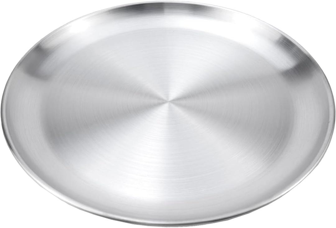 Antrader Silver Stainless Steel Tray,Round Serving Tray for Coffee Table Living Room,Bathroom