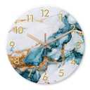 RONGKEJIAJU Large White Blue Marble Wall Clock 24 Inch