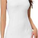 Allegra K Sheath Dress for Women's Business Teacher Sleeveless Boat Neck Dressy Casual Office Dresses (White, L)
