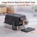 XXXXL Extra Large Stainless Steel Litter Box with Lid and Cat Scratching Pad,28" Lx20.5 Wx17 H Covered Cat Litter Box,Jumbo cat Litter Box Enclosure,Suitable for Large Cats and Multiple Cats