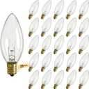 Oviejo 25 Pack Clear Torpedo Tip Replacement Bulbs, 7 Watt C26 Incandescent Bulbs for Electric Candle Lamps, Window Candles, Chandeliers, E12 Candelabra Base Light Bulbs
