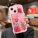 MOWIME Compatible with iPhone 13 Case with Card Holder, Floral Flower Shockproof Soft TPU Protective Cover Women Girls, Anti Scratch Wallet Case for iPhone 13 6.1 Inch, Pink