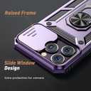 Goton Only for iPhone 14 Pro Max Case with Screen Protector - Slide Camera Cover with Ring Stand, Heavy Duty Military Grade Shockproof Rugged Accessories for iPhone 14Promax Dark Purple