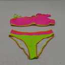 Sexybody Women's Bandeau Bikini Strapless Bikini Neon Color Block Two Piece Whip Stitch Trim Bathing Suits (Large, 193 Hot Pink+ Neon Yellow)