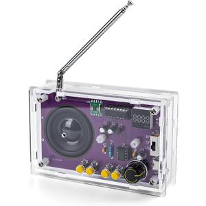 Radio with 2inch Speaker and Acrylic Case, DIY FM Radio Soldering Project, Electronic Soldering Practice Kit for High School STEM Education