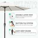 JEAREY 10FT Patio Umbrellas Outdoor Table Umbrella with Push Button Tilt and Crank, Market Umbrella 8 Sturdy Ribs UV Protection Waterproof for Pool, Garden (White)