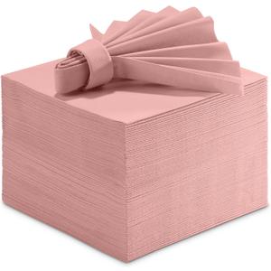 Linen-Feel Colored Paper Napkins - Decortive Cloth-Like PINK Luncheon Napkins - Soft And Absorbent. For Kitchen, Party, Wedding, Dinner Or Any Occasion. (Pack of 50) (15" x 15")