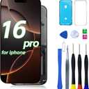 LCD for iPhone 16 Pro Screen 6.3' Replacement 3D Touch Screen Display Digitizer Frame Assembly with Repair Kit+Protective Film Tools Set