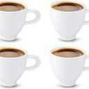 Minh Long Porcelain Espresso Cups Set of 4, 4 OZ Ceramic Espresso Coffee Cup Set, Cappuccino Cups Set, Espresso Mugs Set, Demitasse Cups, White Espresso Cups Decorations, Gift for Mom Dad Coffee Lover