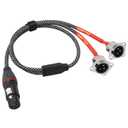 XLR Pass Through Cable,2FT,XLR Female to D-Type 2 Male Splitter Cable,20AWG 6N Silver-Plated Copper Conductor No Solder,for Stage Box,Patch Panel,Floor Box-No Solder Pro Audio Installations