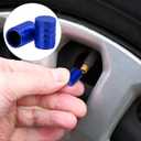 5 x Blue Anodized Aluminum Tire Valve Stem Caps with Plastic Inner Sleeve, Corrosion Resistant. Universal Valve Caps for Cars, Trucks, Motorcycles, Pack of 5