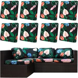 8Pcs Outdoor Cushion Covers, Elastic Patio Cushion Covers | Washable, Stretch, Replacement Cushion Covers For Outdoor Furniture, Patio Furniture Slipcover Protector