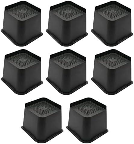 MYMULIKE Bed Risers 4 inch,6 inch, 8 inch, Oversized Furniture Risers, Support Up to 6000 Lbs, Lift 4 inch for Couch, Sofa, Table,Chair Black 8 Pack