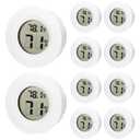 10 Pack Mini Hygrometer Thermometer - Digital Hygrometer Gauge LCD Monitor Temperature Humidity Meter Indoor Room Round Humidity Temperature Gauge for Greenhouse Home Kitchen (White)