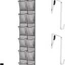GORILLA GRIP Over the Door Shoe Organizer, 12 Large Breathable Mesh Pockets, Space Saving Hanging Storage Holder, 2 Hook Closet Rack Hanger, Hangs on Closets for Shoes, Accessories, 64H x 9.5W Grey