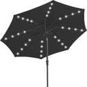JEAREY Upgrade 9FT LED Lighted Patio Umbrella, Solar Outdoor Umbrella, Tilt Table Umbrella for Pool, Deck & Yard (Jet Black)